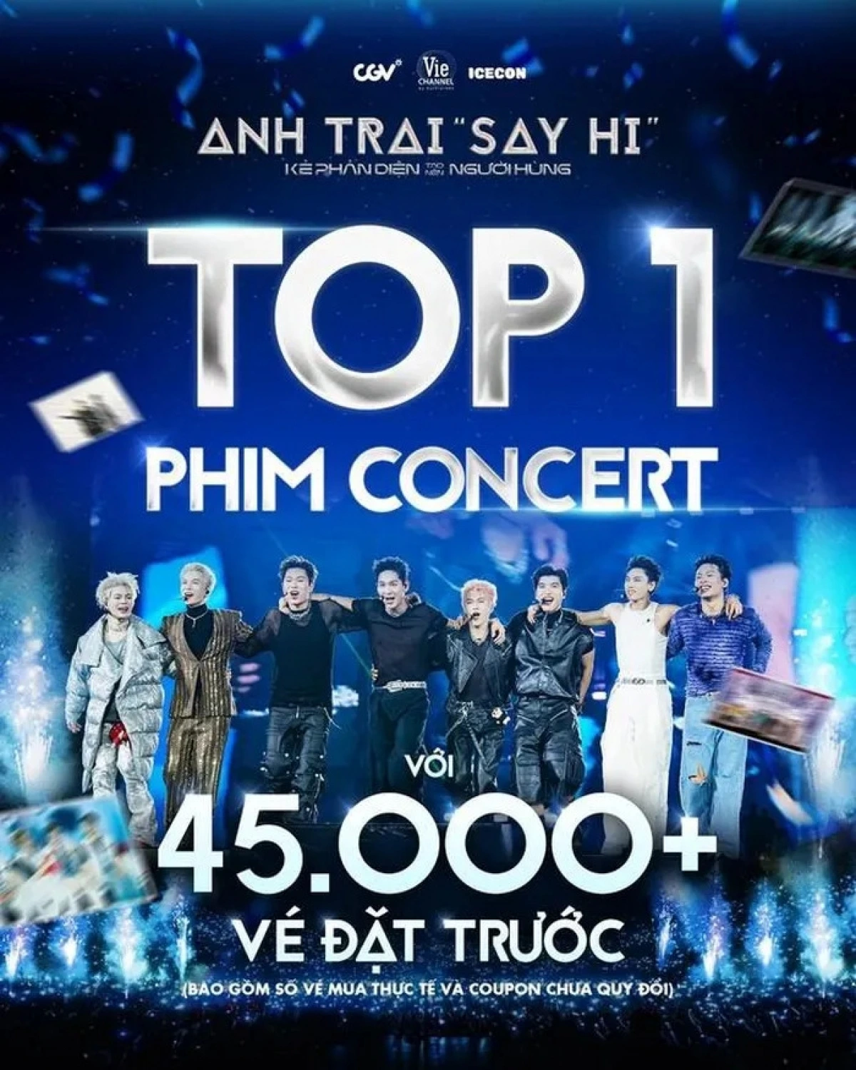 Các phim concert đều có giá vé xấp xỉ 200 nghìn đồng/vé, riêng vé phim concert Tổ Quốc Trong Tim (đồng giá 65 nghìn đồng) hay Anh "Trai Say Hi" có giá vé tương tự phim thông thường. Ảnh: VieON